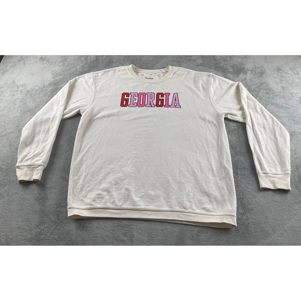 Pressbox Georgia Bulldogs Women 2XL Cream Ribbed Long Slv Thermal Shirt Cotton